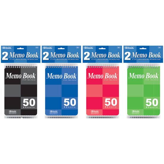 50 Ct. 4" X 6" Top Bound Spiral Memo Books (2/Pack)