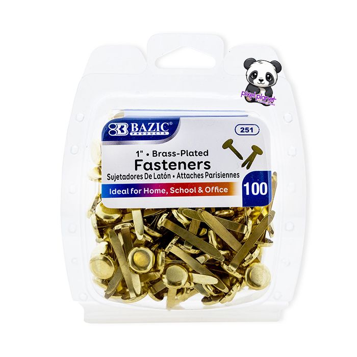 100 Brass-Plated Paper Fasteners, 1 in
