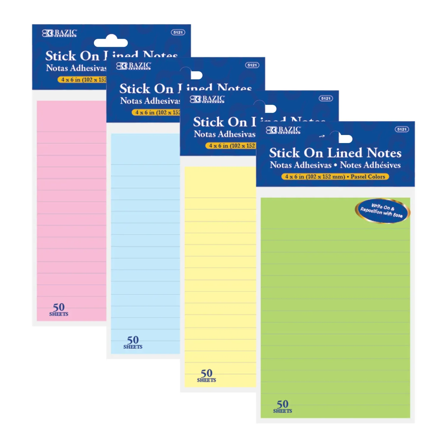 50 Ct. 4" X 6" Pastel Lined Sticky Notes