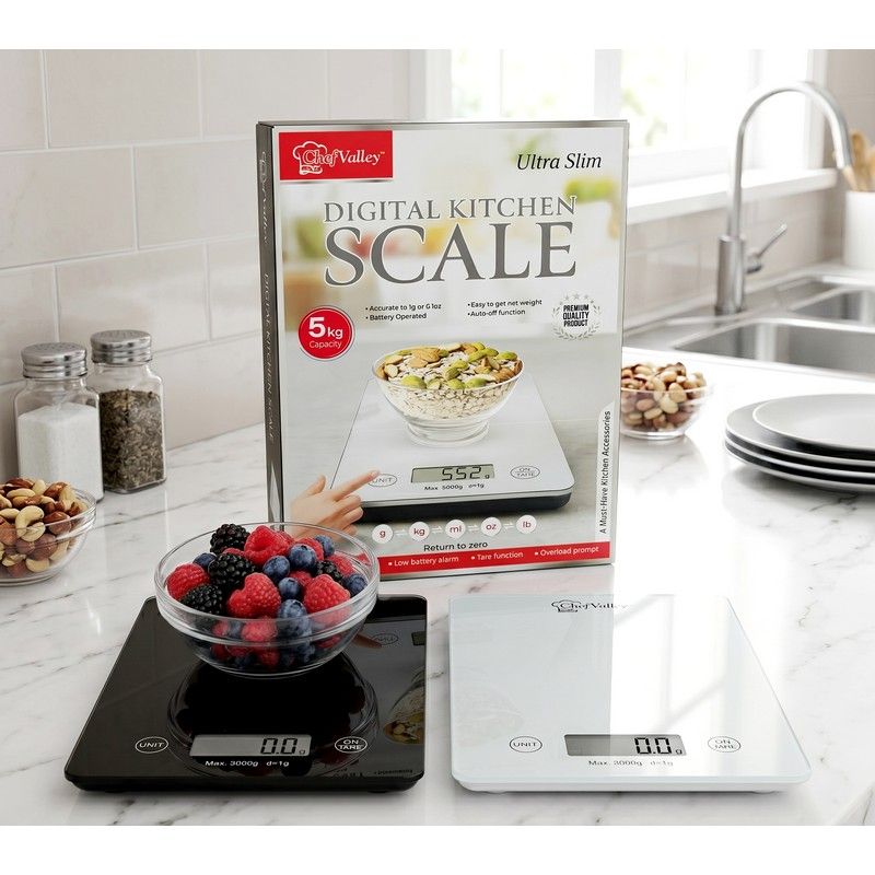 ULTRA SLIM DIGITAL KITCHEN SCALE 11LB BLACK/WHITE asst