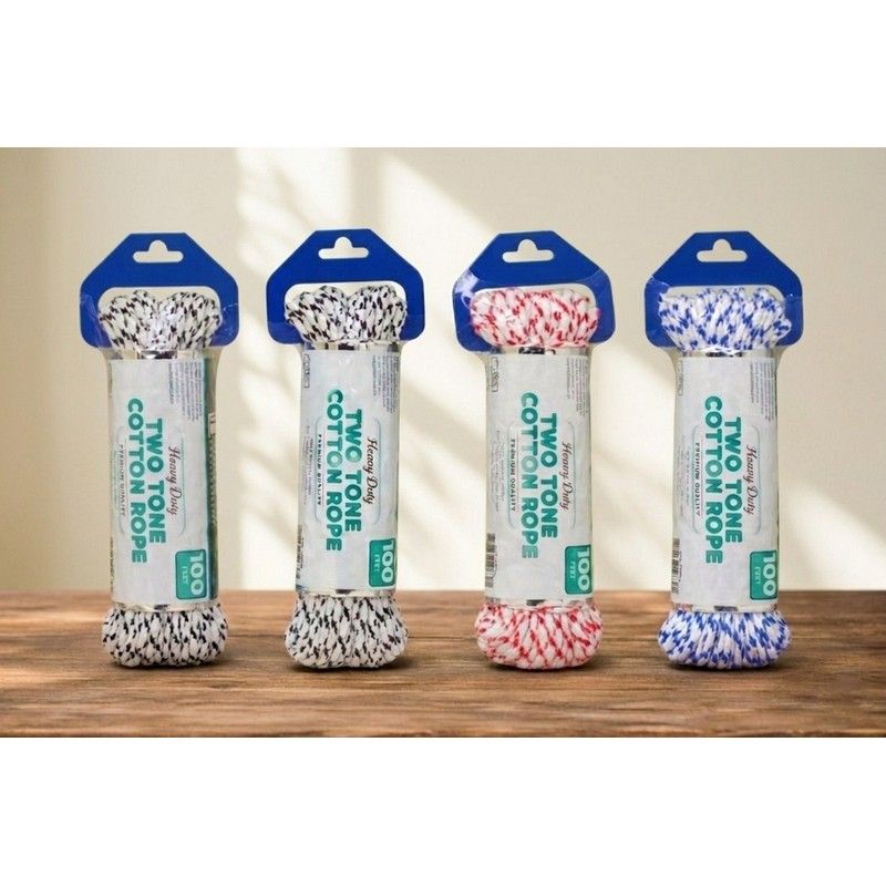 100 FT HEAVY DUTY POLY/COTTON ROPE TONE ASST