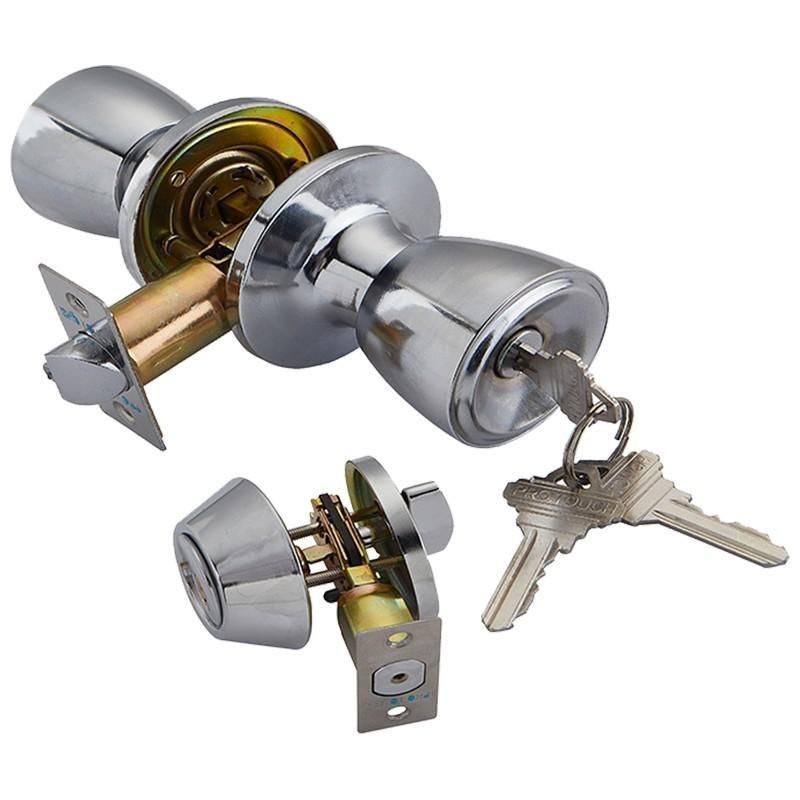 2PK ENTRY LOCK/DEADBOLT SET WITH KEYS (CHROME)