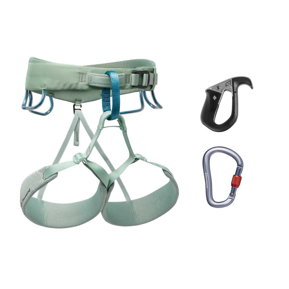 Black Diamond Women&#39;s Momentum Harness - Pilot Package - Complete Rock Climbing Package