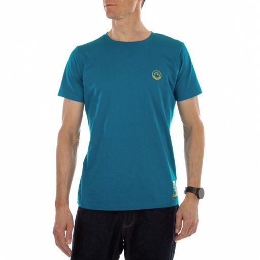 La Sportiva Men's Climbing on the Moon T-Shirt, Colour: turchese/giallo, Season: spring 25, Size: S