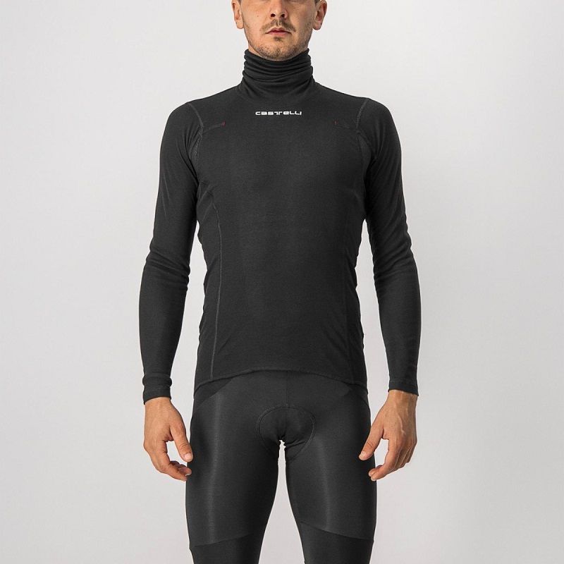 Castelli Flanders Warm Neck Long Sleeve Base Layer, Color: Black, Size: XL