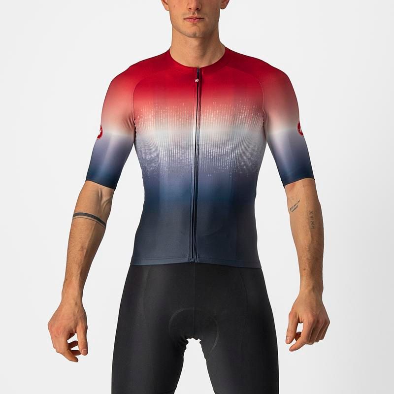 Castelli Aero Race Race 6.0 Jersey, Color: Savile Blue/Pro Red, Size: Med