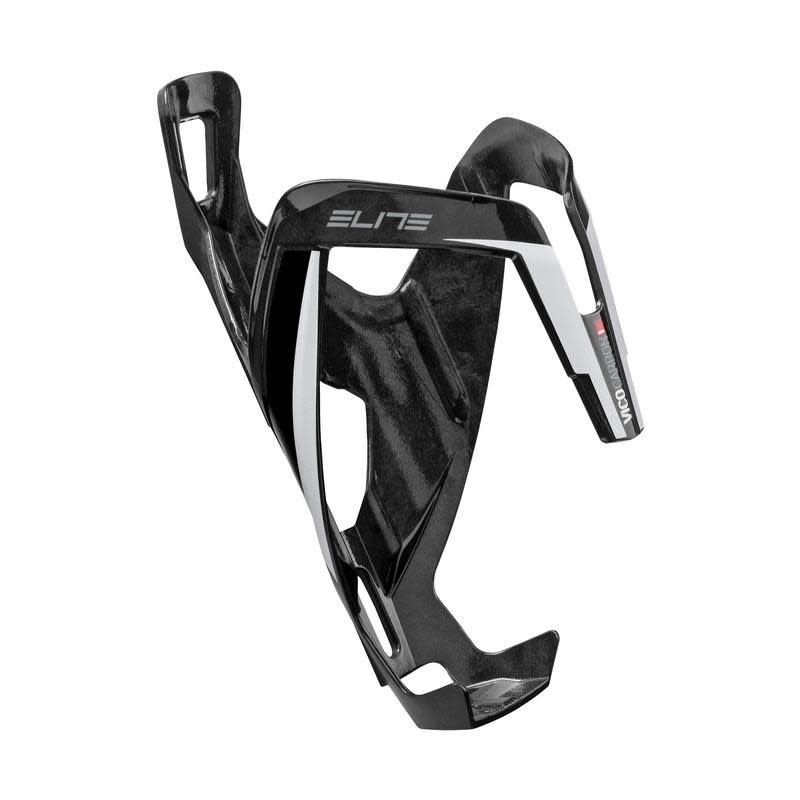 Elite Vico Carbon Bottle Cage Gloss Black w/ White Graphic