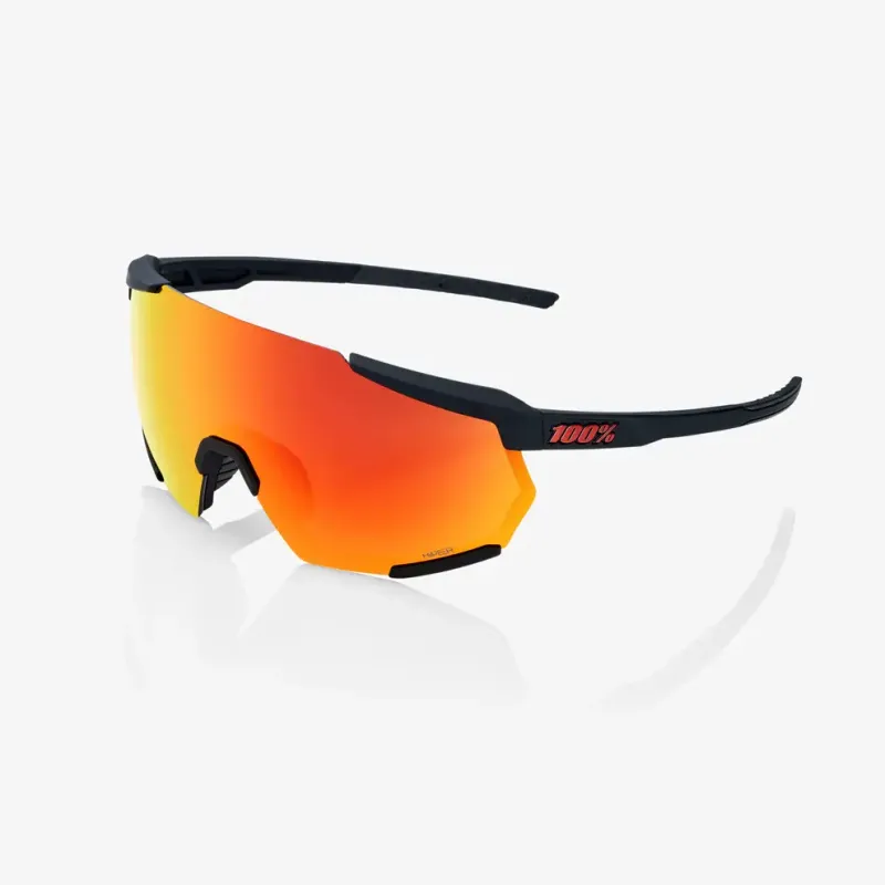 100 Percent RACETRAP 3.0 Sunglass- Soft Tact Black - HiPER Red Multilayer Mirror Lens