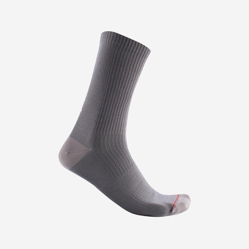 Castelli Bandito Wool 18 Sock, Color: Nickel Gray, Size: L/XL