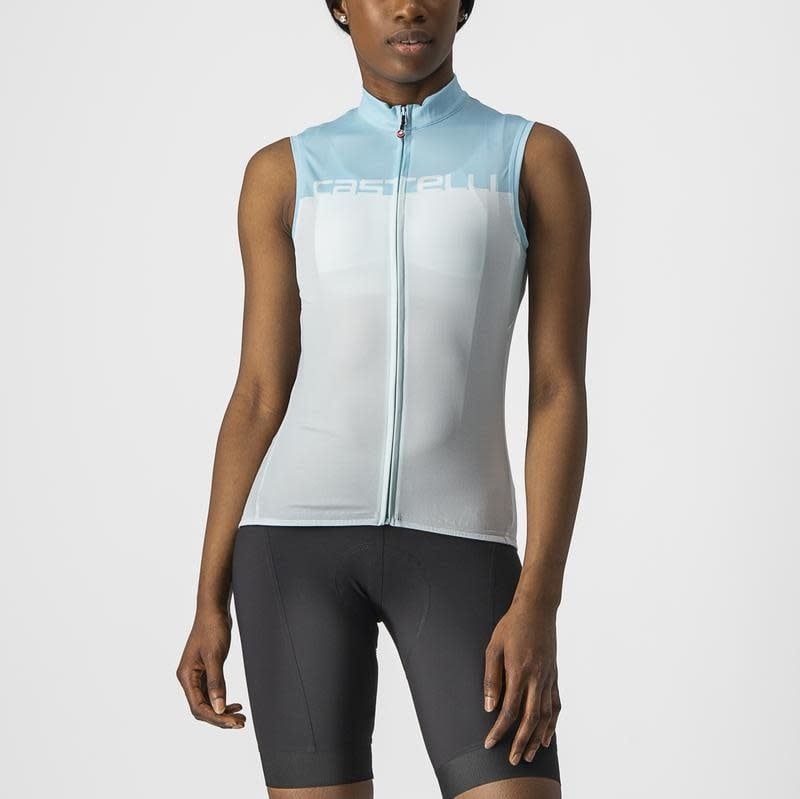 Castelli Velocissima Sleeveless Womans Jersey, Color: Light Acqua/Skylight, Size: Med