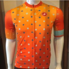 Castelli Via Ciclante Signal Jersey , Color: Orange/Teal Polka Dot, Size: Lrg