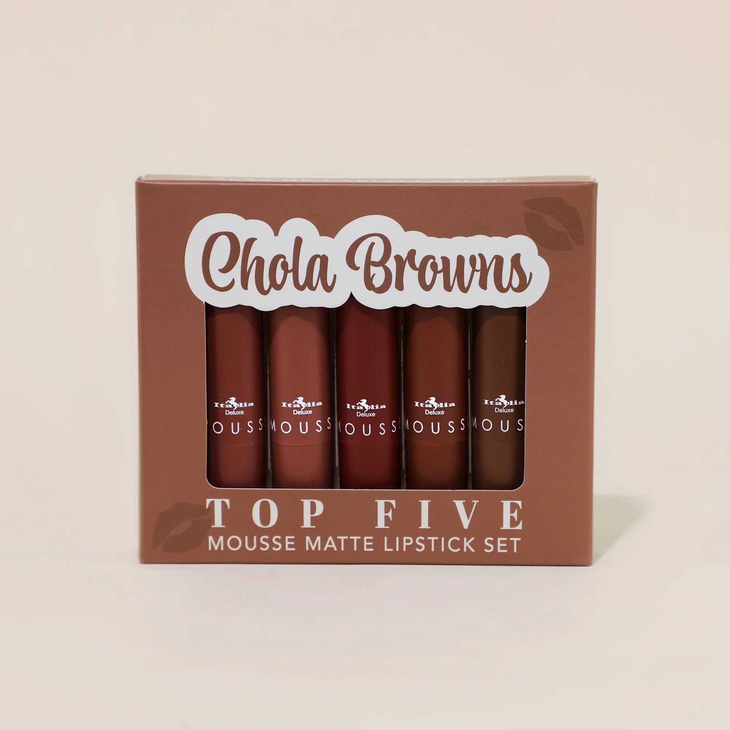 Top Five Mousse Matte Lipstick Set-Chola Browns   191-6.  Italia delux