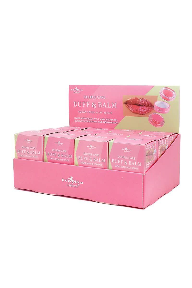 Italia Deluxe 9412B Double Care Buff &amp; Balm Sugar Scrub &amp; Lip Repair (24 units)