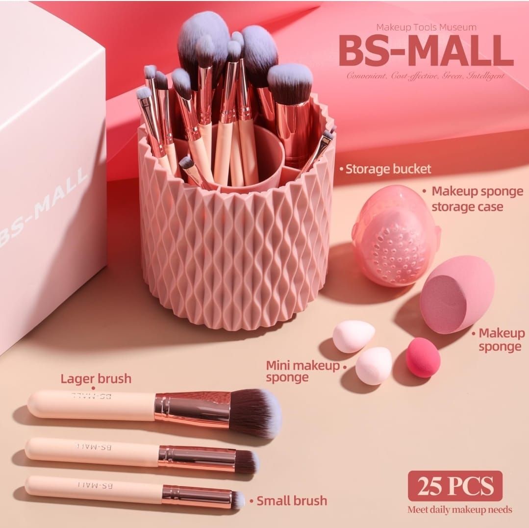 BS-MALL Makeup Brush Set with Holder + Blending Sponge. -1pc Clux