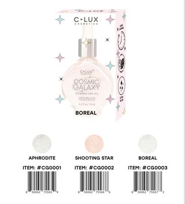 C LUX Cosmic Galaxy Shimmer Dry Oil Display 48 PCS