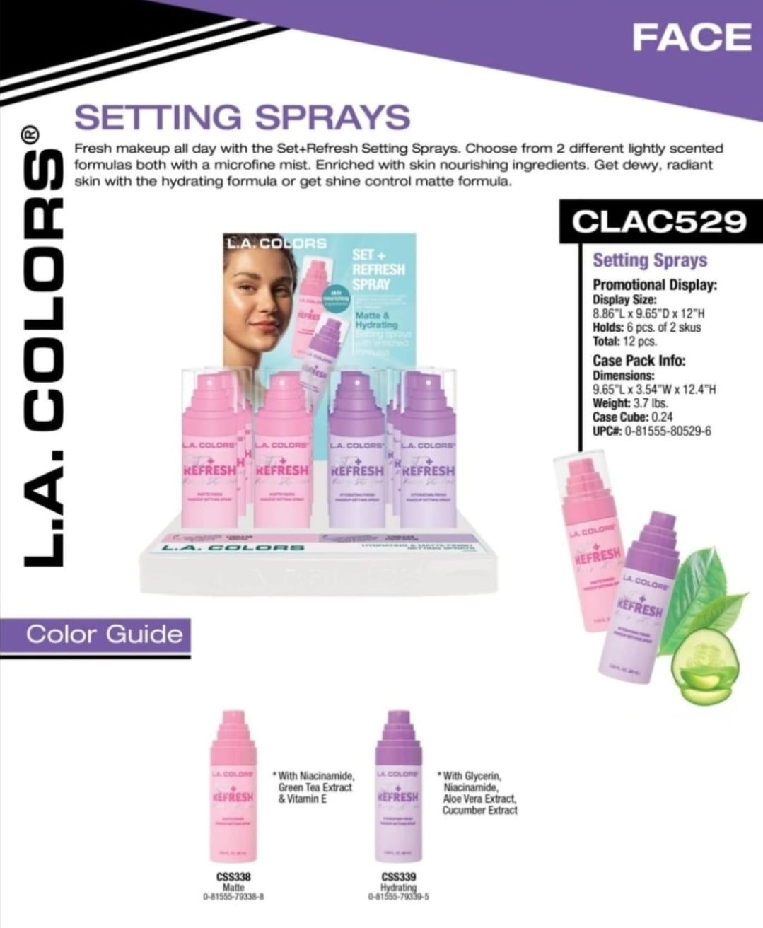 LA COLORS CLAC529B Set + Refresh Spray | Matte &amp; Hydrating Setting Spray | 24pcs Display