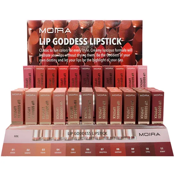 Goddess Lipstick -GDLSET-  (22 colors,6pc each, Including Tester)  Moira