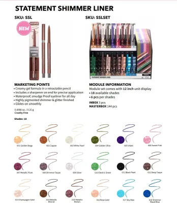 Statement Shimmer Liner -SSLSET- (18 color 8pc each including testers)  Moira