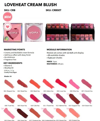 Loveheat Cream Blush -CRBSET- (20colors 6pcs each  including testers)  Moira