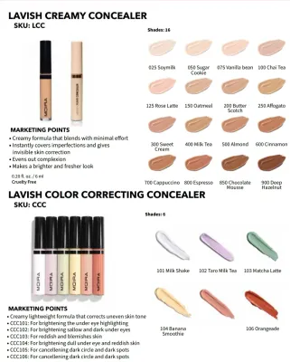 Lavish Creamy Concealer -LCCSET- (22color 6pc each including testers). Moira