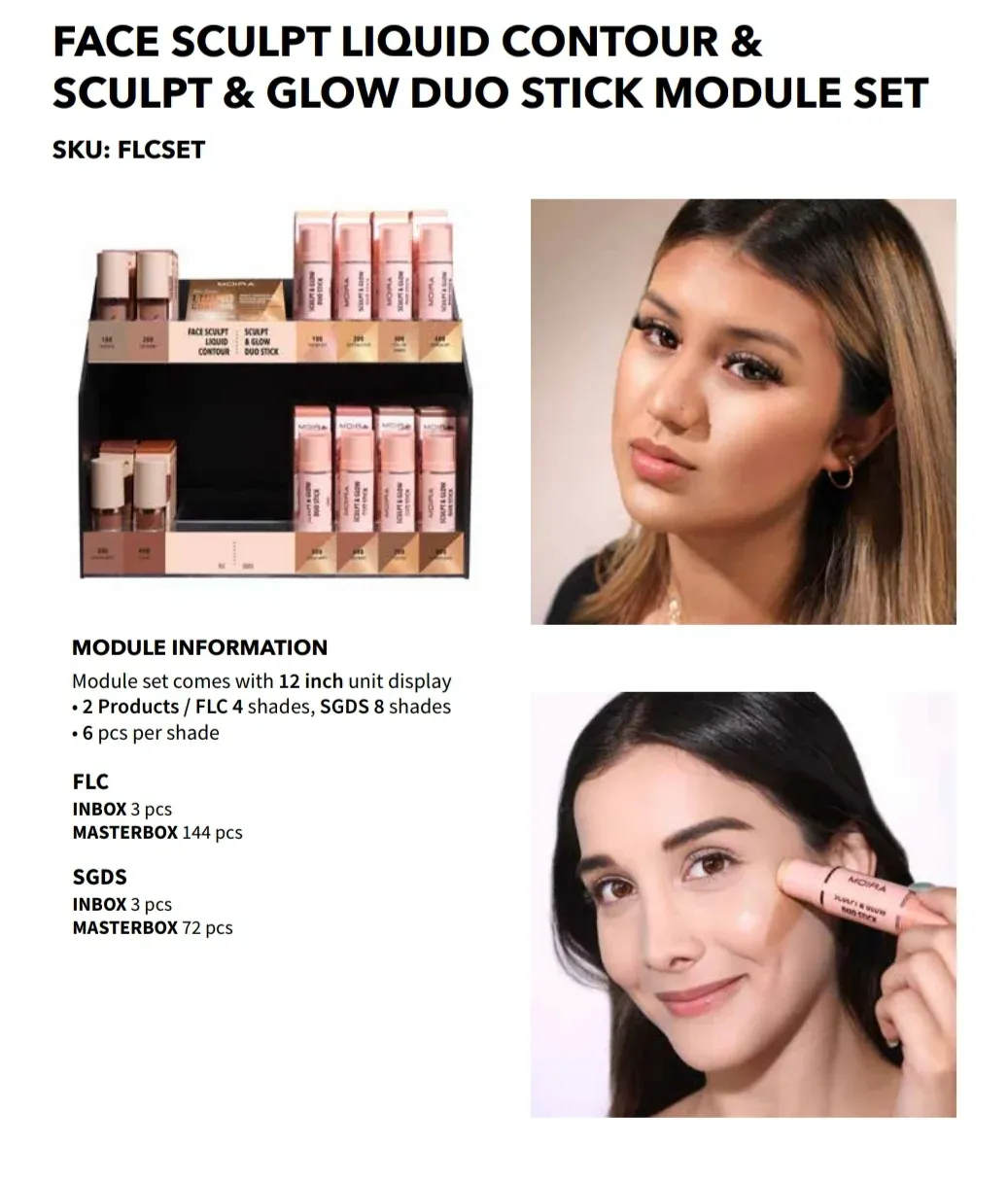 Face sculpt Liquid Contour &amp; Sculpt &amp; Glow Duo -FLCSET- (FLC 4 shadeSGDS 8shade 6pc each. Including testers). Moira