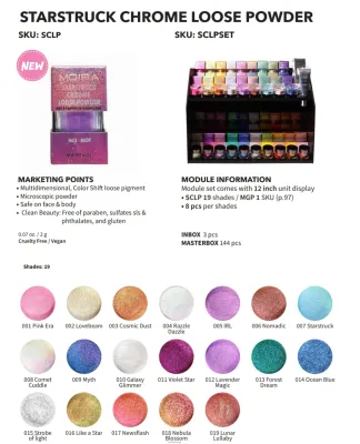 Starstruck Chrome Loose Powder -SCLPSET- (19 colors 8pc each including testers) Moira