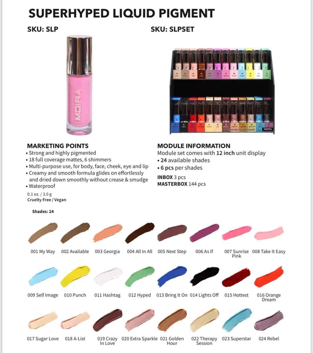 Superhyped Liquid Pigment -SLPSET- (6pc each, 24 colors, including testers)  Moira