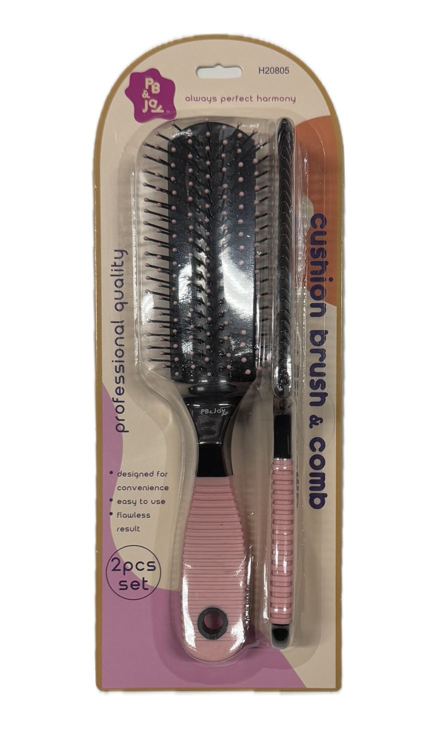 2pc Cushion brush&amp;comb H20805-6pc PB&amp;JAY
