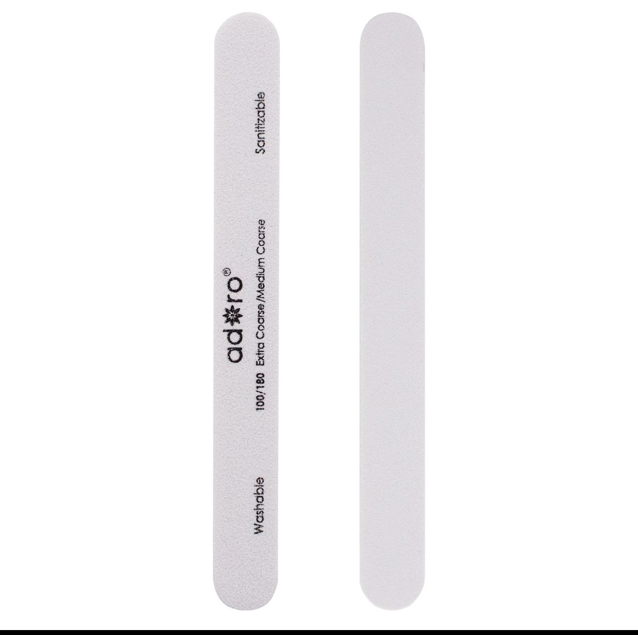 2 way straight white emery board grit 100/180 ADORO  (50pc)