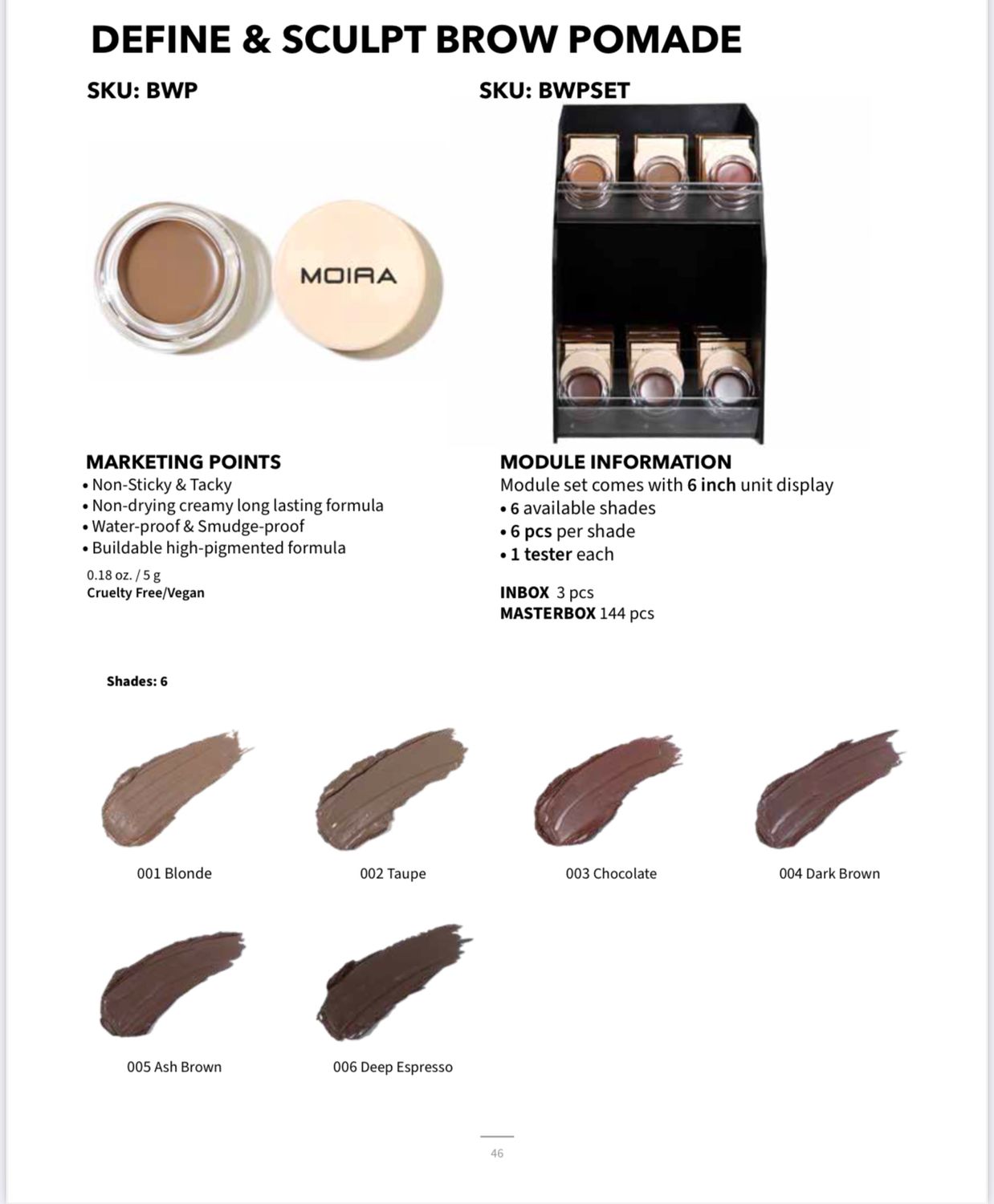 BWPSET (6 shades  6pc of each colors  including testers)   Moira