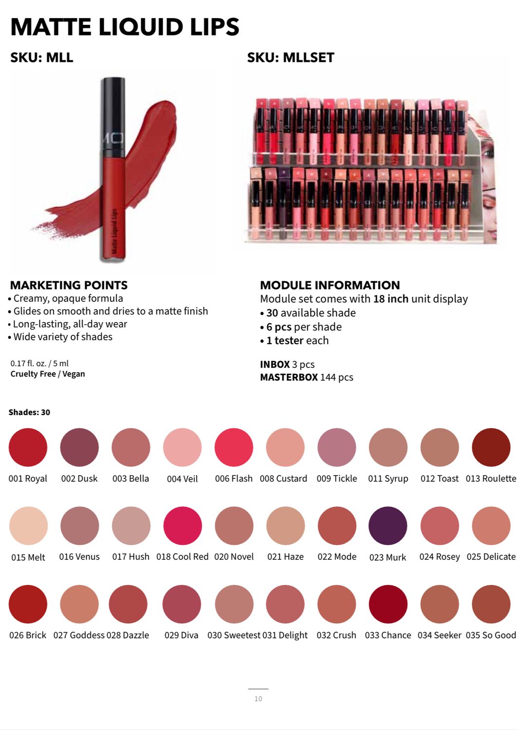 MLLSET(30 colors,6pc each including testers)  Moira