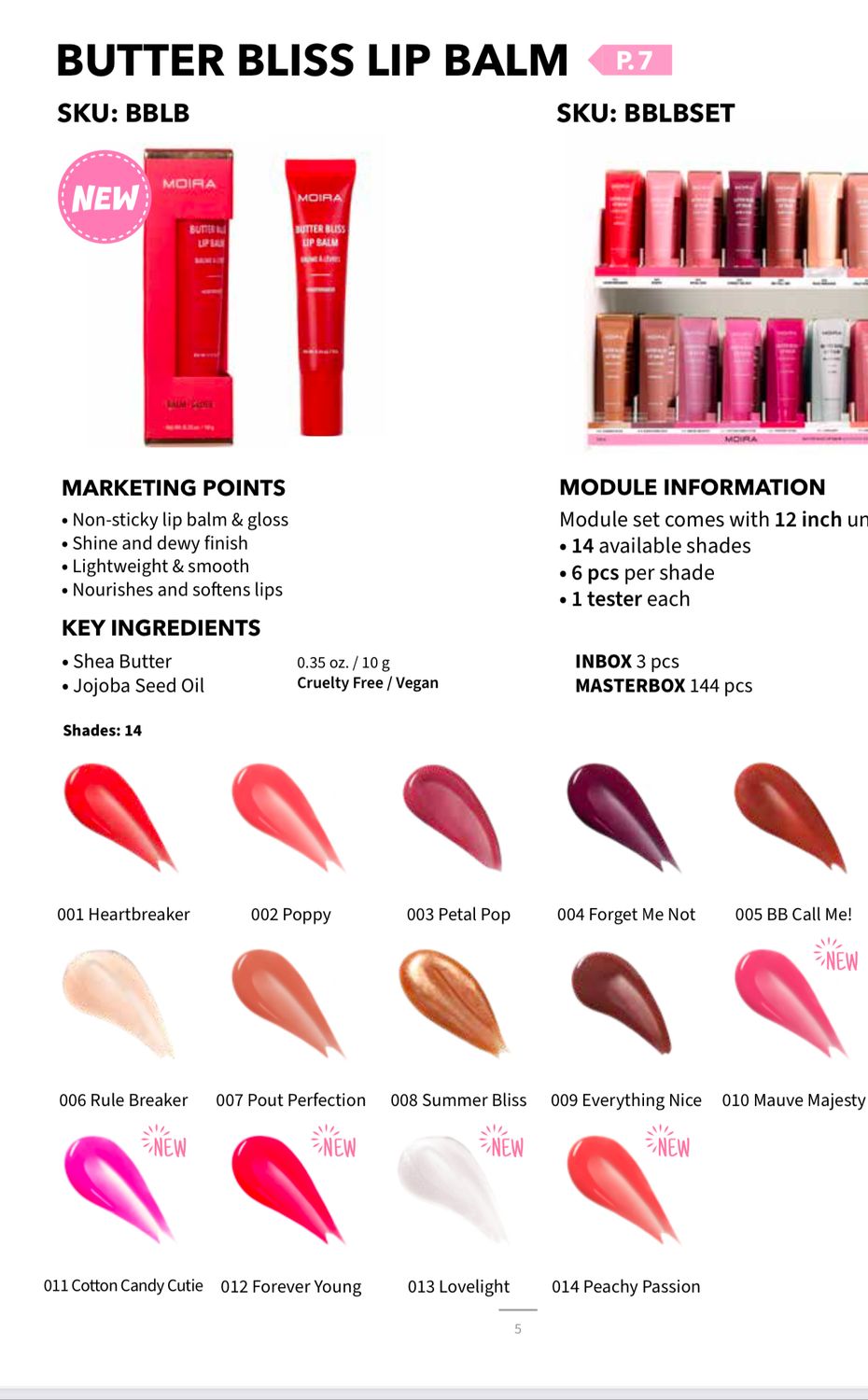 Butter Bliss Lip Balm -BBLBSET- (14 color 6 pc each including testers)  Moira