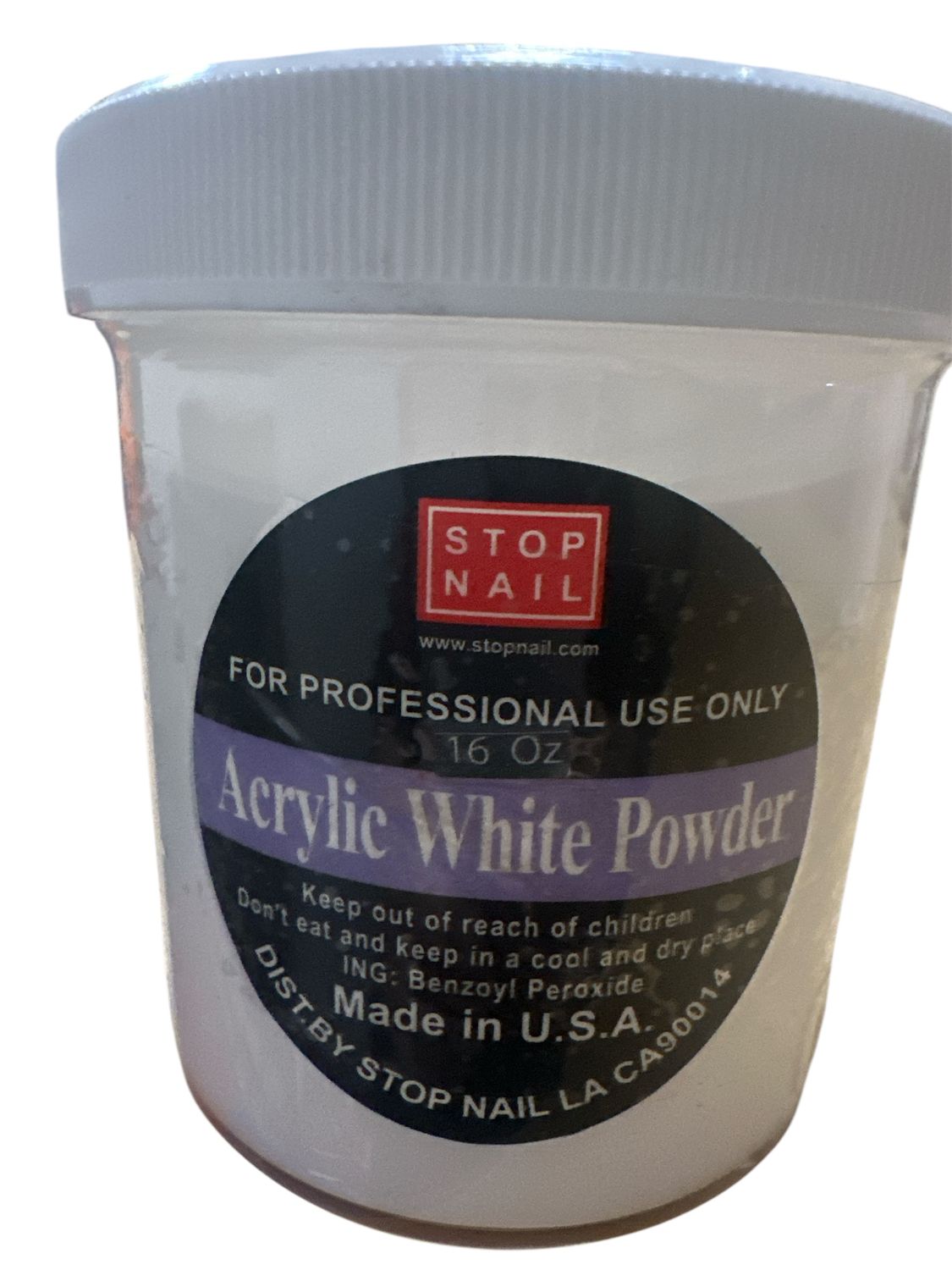 16oz  acrylic white   Powder  Stop Nail