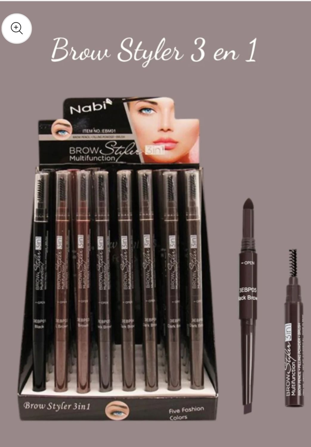3in 1 eyebrow pencil  EBM01  NABI   48pc