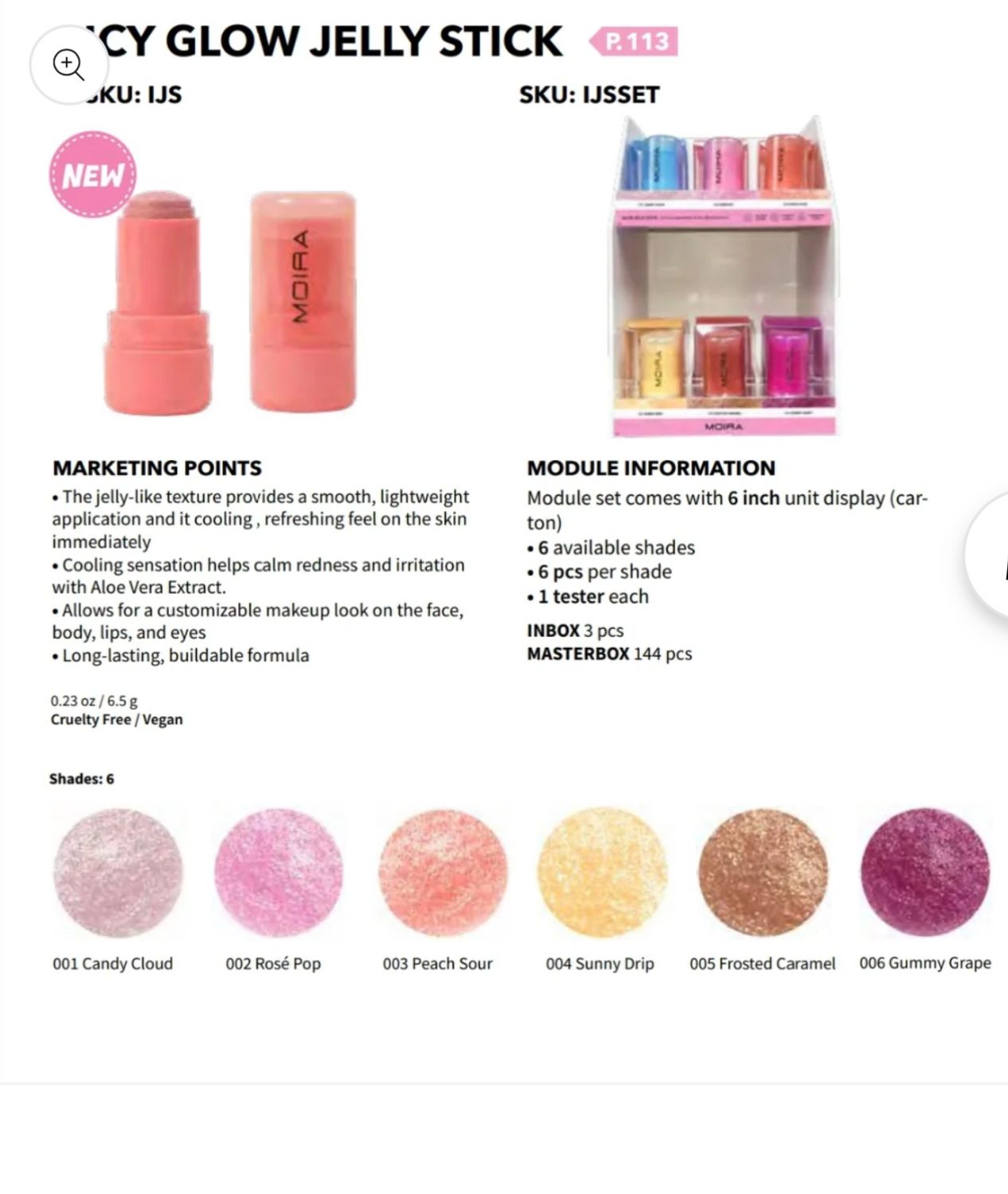 MOIRA Icy Glow Jelly Stick w/Display 36pcs + TesterIJSSET
