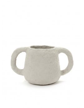 POT MARIE PAPIER MACHE BEIGE L17 x B30 x H18 CM