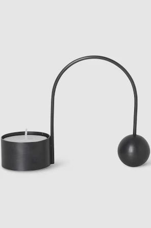 Balance tealight holde - black brass