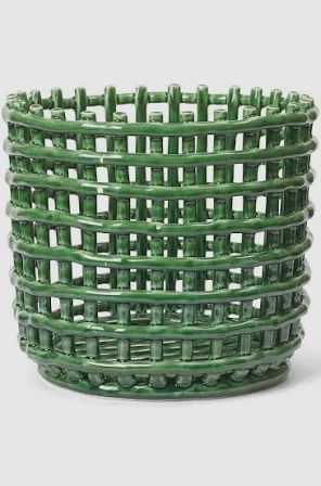 Ceramic Basket - Large - emerald green
