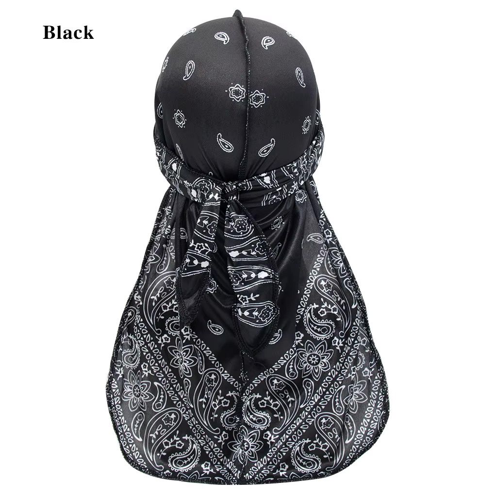Silk Durags (Paisley Print), Color: Black Paisley