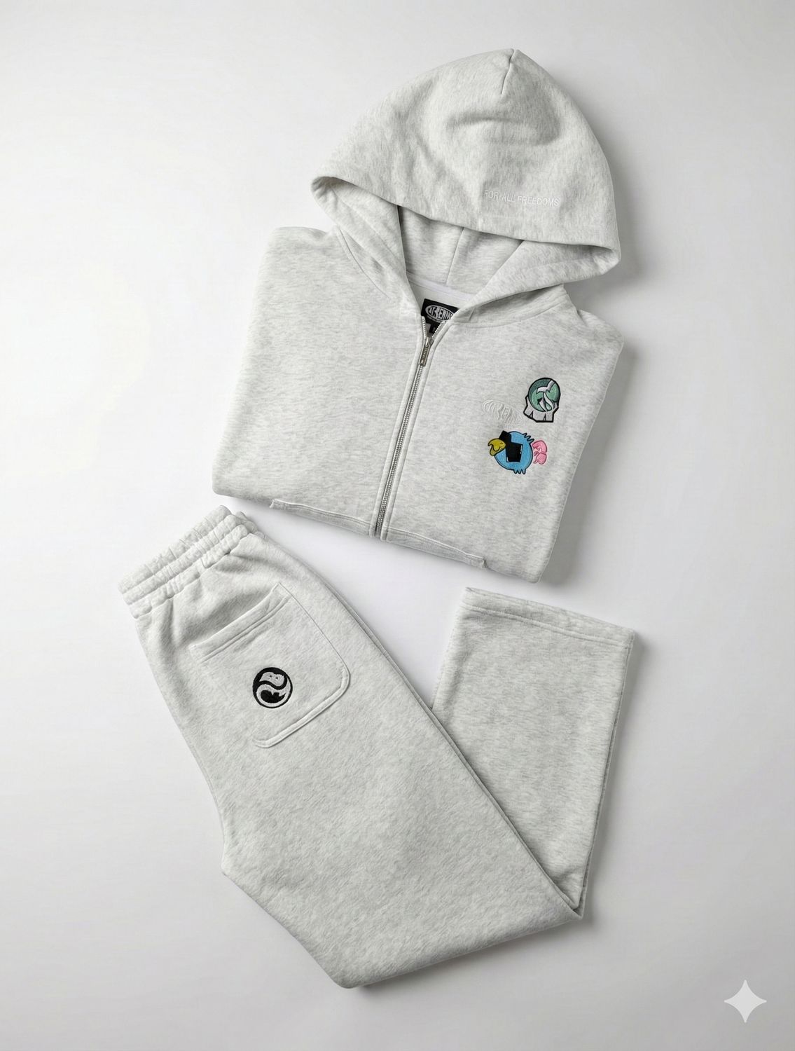 Fat Bernie Patched Zipped Hoodie (Grey)