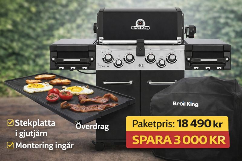 Broil King Regal™ 490 Kampanjpaket – Stekplatta, Överdrag & Montering Ingår