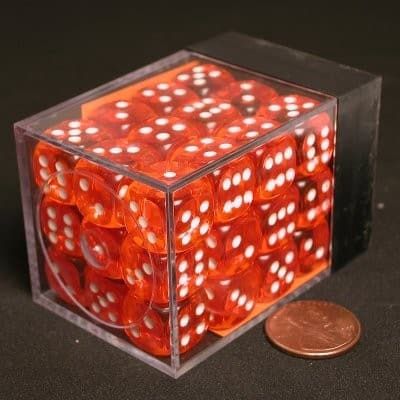 D6 36 Dobbelsteen Set 12mm Oranje/Wit