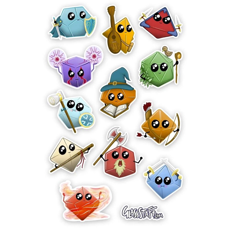 Kawaii Dice Classes Stickers
