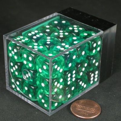 D6 36 Dobbelsteen Set 12mm Groen/Wit