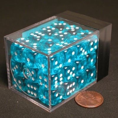 D6 36 Dobbelsteen Set 12mm Teal/Wit