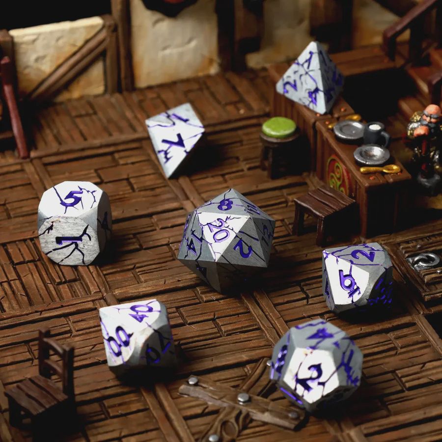 CritStones - Metal RPG Dice Set, Kleur: Paars