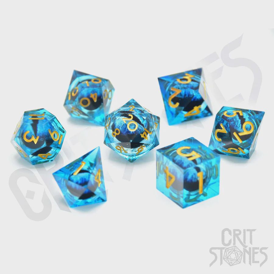 CritStones - Floating Dragon Eye RPG Dice Set, Kleur: Ice Dragon