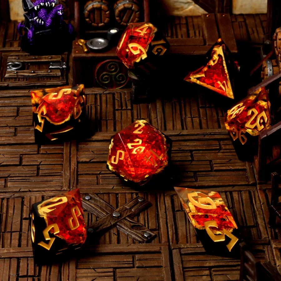 CritStones - Gemcutter's Ruby Geode RPG Dice Set