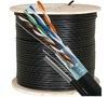 Cable, Cat 6, 1000 ft. Reel, Solid, Shielded, 600MHz, Outdoor, Aerial, w/ Messenger, Black