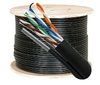 Cable, Cat 6, 1000 ft. Reel, Solid, Unshielded, 600MHz, Outdoor, Aerial, w/ Messenger, Black